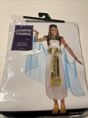 Girls' Cleopatra Costume - White and Gold with Blue Accents
